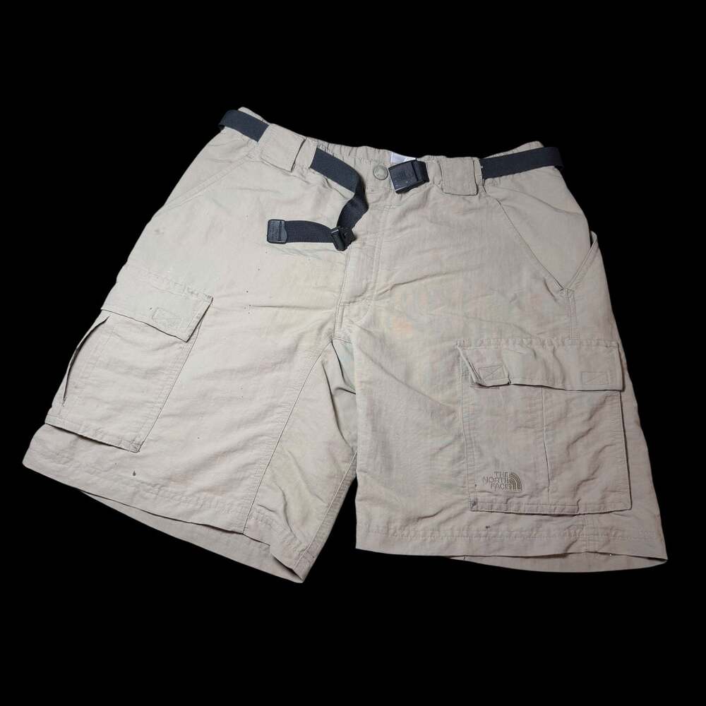 The North Face Mens Beige Cargo Hiking Shorts with Built-In Belt Size M